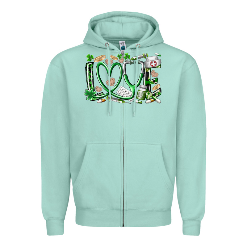 St.patricks Love Nurse Zipper Hoodie by RacoonDesign | Teevron