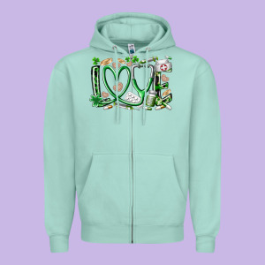 St.patricks Love Nurse Zipper Hoodie Designed By Racoondesign