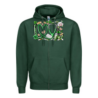 Sports Green st.patricks love nurse Zipper Hoodie - RacoonDesign