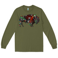 Army Green christmas bison Long Sleeve Tee - RanaPortraitStore