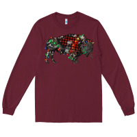 Burgundy christmas bison Long Sleeve Tee - RanaPortraitStore