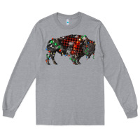 Heather Grey christmas bison Long Sleeve Tee - RanaPortraitStore