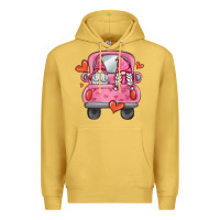 Antique Gold valentines day gnome truck Premium Hoodie - MaliasSmallBusiness