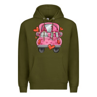Army Green valentines day gnome truck Premium Hoodie - MaliasSmallBusiness