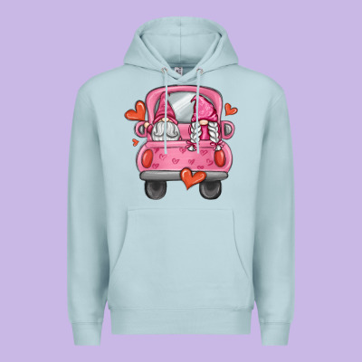 Valentines Day Gnome Truck Premium Hoodie Designed By Maliassmallbusiness