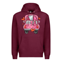 Burgundy valentines day gnome truck Premium Hoodie - MaliasSmallBusiness
