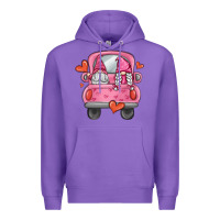 Purple valentines day gnome truck Premium Hoodie - MaliasSmallBusiness