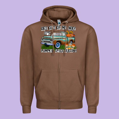 Get Out Of My Way It's Pumpkin Spice Season Zipper Hoodie Designed By Cowhidedigitalart