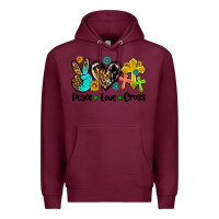 Burgundy peace love cross Premium Hoodie - AdoDesignShop