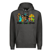 Charcoal Heather peace love cross Premium Hoodie - AdoDesignShop