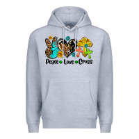 Heather Grey peace love cross Premium Hoodie - AdoDesignShop