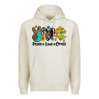Oatmeal Heather peace love cross Premium Hoodie - AdoDesignShop