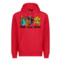 Red peace love cross Premium Hoodie - AdoDesignShop