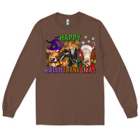Chestnut happy hallothanksmas with cow Long Sleeve Tee - texasbilliewilder