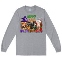 Heather Grey happy hallothanksmas with cow Long Sleeve Tee - texasbilliewilder