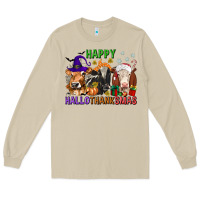 Mushroom happy hallothanksmas with cow Long Sleeve Tee - texasbilliewilder