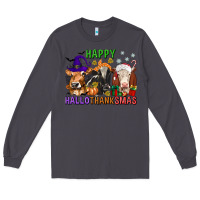Smoke happy hallothanksmas with cow Long Sleeve Tee - texasbilliewilder