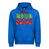Cobalt Merry Christmas Cactuses Urban Hoodie - MaliasSmallBusiness