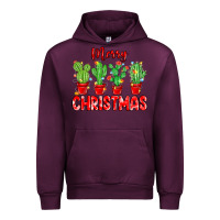 Mauve Wine Merry Christmas Cactuses Urban Hoodie - MaliasSmallBusiness
