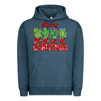 Pigment Midnight Navy Merry Christmas Cactuses Urban Hoodie - MaliasSmallBusiness