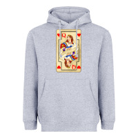 Heather Grey love playing cards queen Heavyweight Hoodie - AdoDesignShop