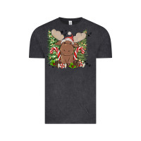 Vintage Black christmas reindeer Vintage Tee - MaliasSmallBusiness