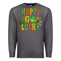 Charcoal Heather happy go lucky  with coin and shamrock Premium Sweatshirt - Artiststas