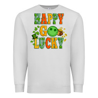 Dove Grey happy go lucky  with coin and shamrock Premium Sweatshirt - Artiststas