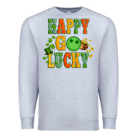 Heather Grey happy go lucky  with coin and shamrock Premium Sweatshirt - Artiststas