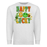 Oatmeal Heather happy go lucky  with coin and shamrock Premium Sweatshirt - Artiststas