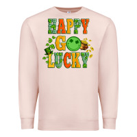 Pale Pink happy go lucky  with coin and shamrock Premium Sweatshirt - Artiststas