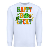 White happy go lucky  with coin and shamrock Premium Sweatshirt - Artiststas