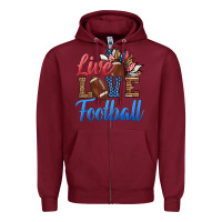 Burgundy live love american football Zipper Hoodie - HRA Design Shop