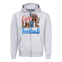 Heather Grey live love american football Zipper Hoodie - HRA Design Shop