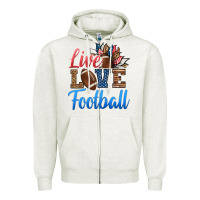 Oatmeal Heather live love american football Zipper Hoodie - HRA Design Shop