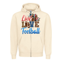 Live Love American Football Zipper Hoodie | Teevron