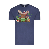 Vintage Denim christmas reindeer Vintage Tee - MaliasSmallBusiness