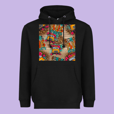 School Bus Driver And Flower Seamless Patterns Heavyweight Hoodie Designed By Bundleandbundleshop