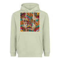 Matcha school bus driver and flower seamless patterns Heavyweight Hoodie - BundleAndBundleShop
