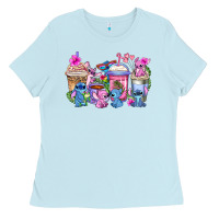 Baby Blue stitch with lilo coffee cups Ladies Tee - AdoDesignShop