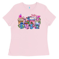 Bubblegum Pink stitch with lilo coffee cups Ladies Tee - AdoDesignShop