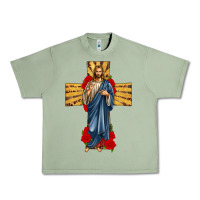 Oil Green jesus christ cross Urban Heavy Tee - texasbilliewilder