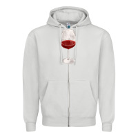 Dove Grey wine glass fa element Zipper Hoodie - FaDigitalArtStudio