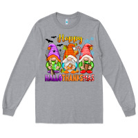 Heather Grey happy hallothanksmas gnomes Long Sleeve Tee - texasbilliewilder