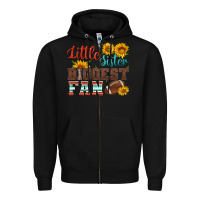Little Sister Biggest Fan American Football Zipper Hoodie | Teevron