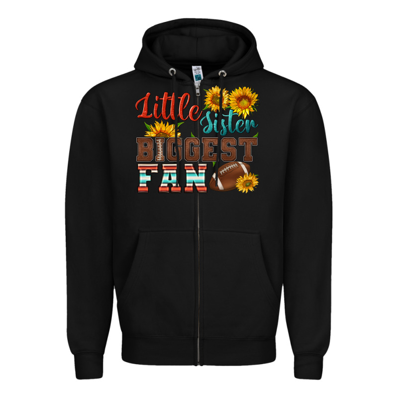 Little Sister Biggest Fan American Football Zipper Hoodie by HRA Design Shop | Teevron