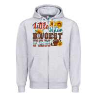 Heather Grey little sister biggest fan american football Zipper Hoodie - HRA Design Shop