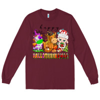 Burgundy happy hallothanksmas farm animals Long Sleeve Tee - texasbilliewilder
