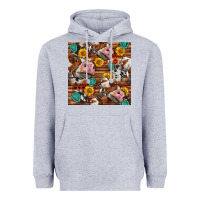 Heather Grey cow and western seamless pattern Heavyweight Hoodie - BundleAndBundleShop