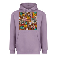 Lavender cow and western seamless pattern Heavyweight Hoodie - BundleAndBundleShop